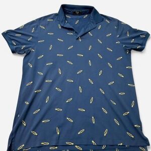 Eastside Golf Polo Shirt Mens XL Blue Yellow Pattern Stretch Golf 0055